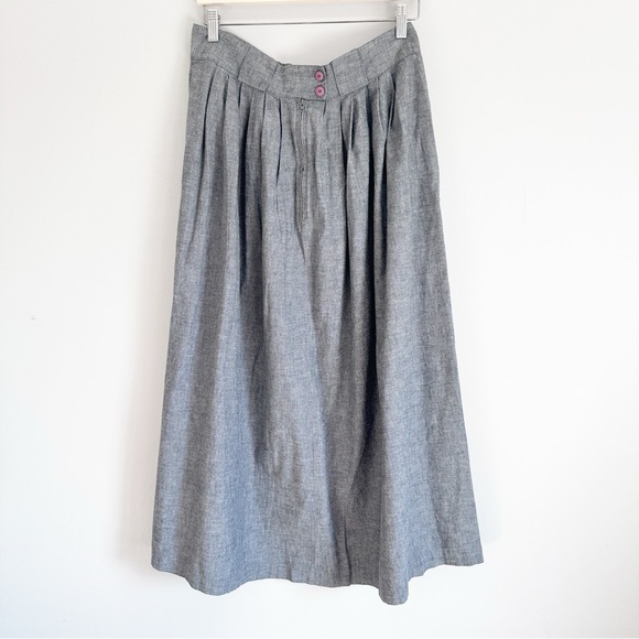 Vintage Elegant Gray Women's Cotton Skirt - Picture 3 of 9